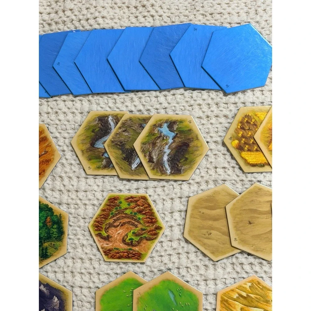 Settlers of Catan Rellacement Pieces- 34 various terrain hex pieces